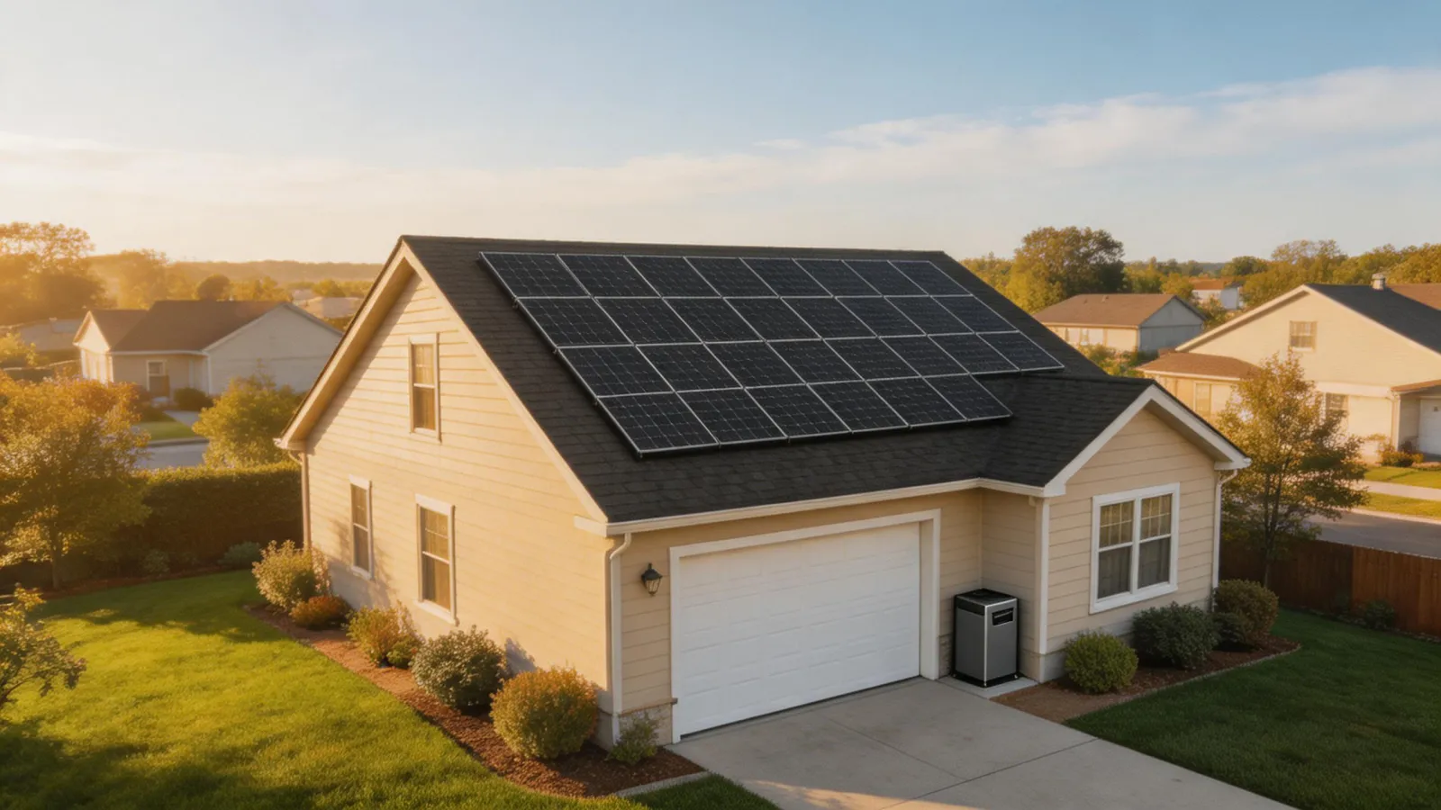 Suburban rooftop solar installation